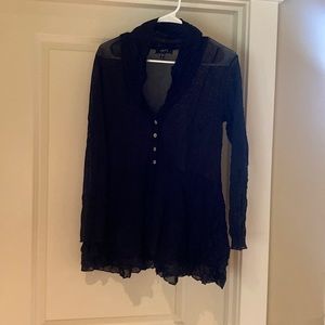 Sheer half button up blouse